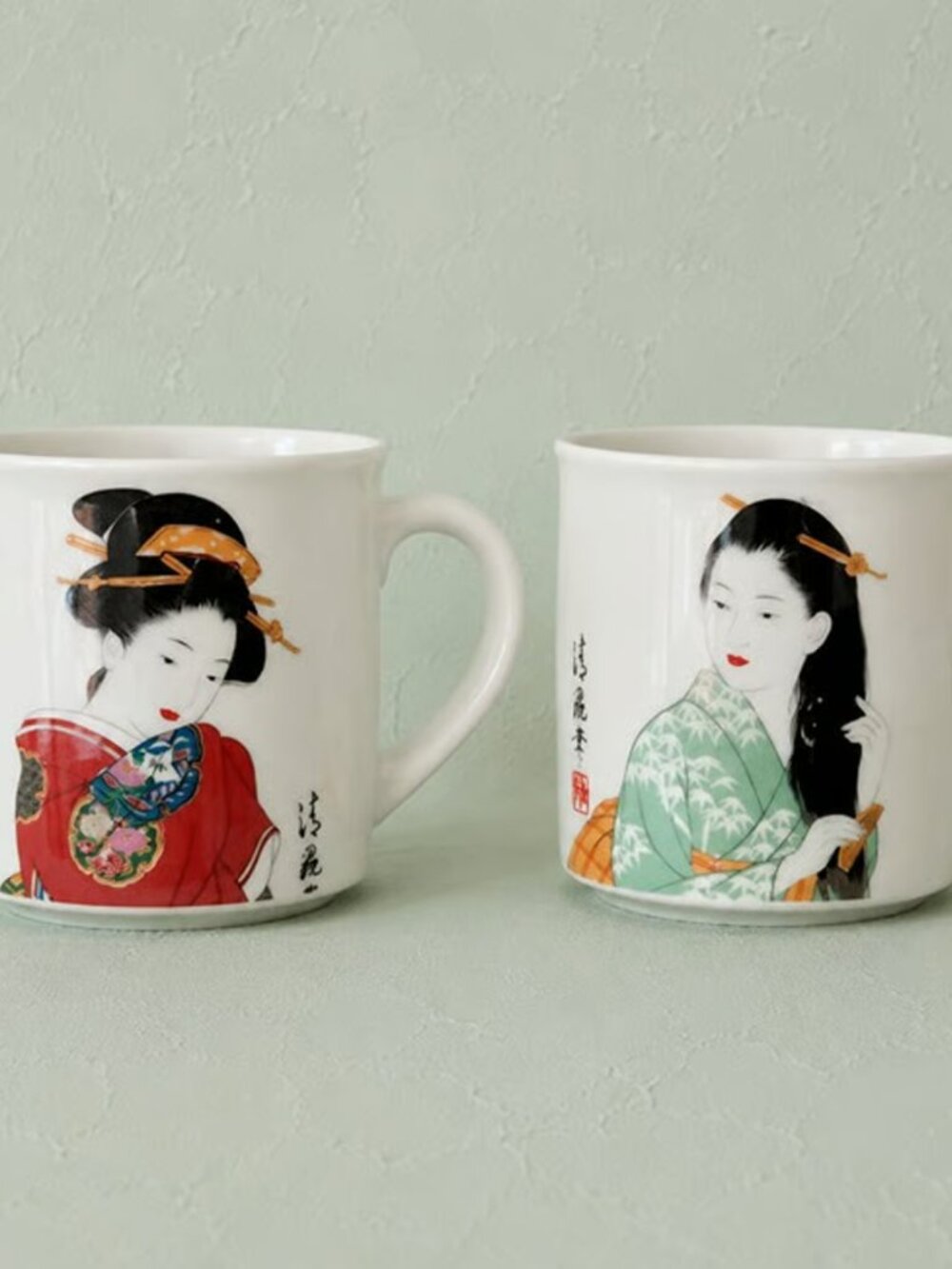 Two Vintage Japanese ‘Geisha’ Coffee Mugs